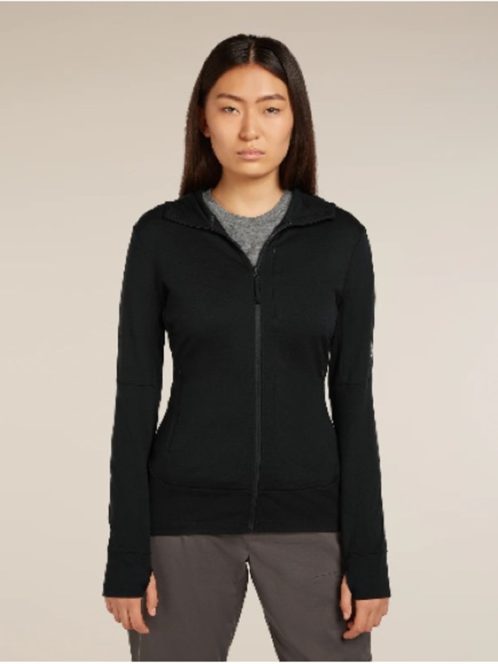 Icebreaker Black Full-Zip Hoodie Cardigan